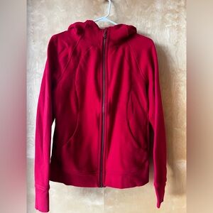 Lululemon Scuba Full-Zip Hoodie, size 12 in red.